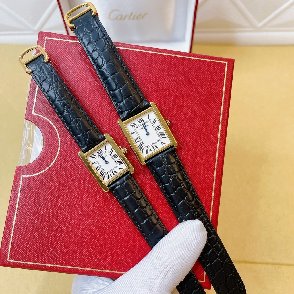 Đồng hồ nam nữ CTier - size 22 và 26mm, mặt vuông, hai kim , dây da nổi vân cá sấu cao cấp,bảo hành 6 tháng