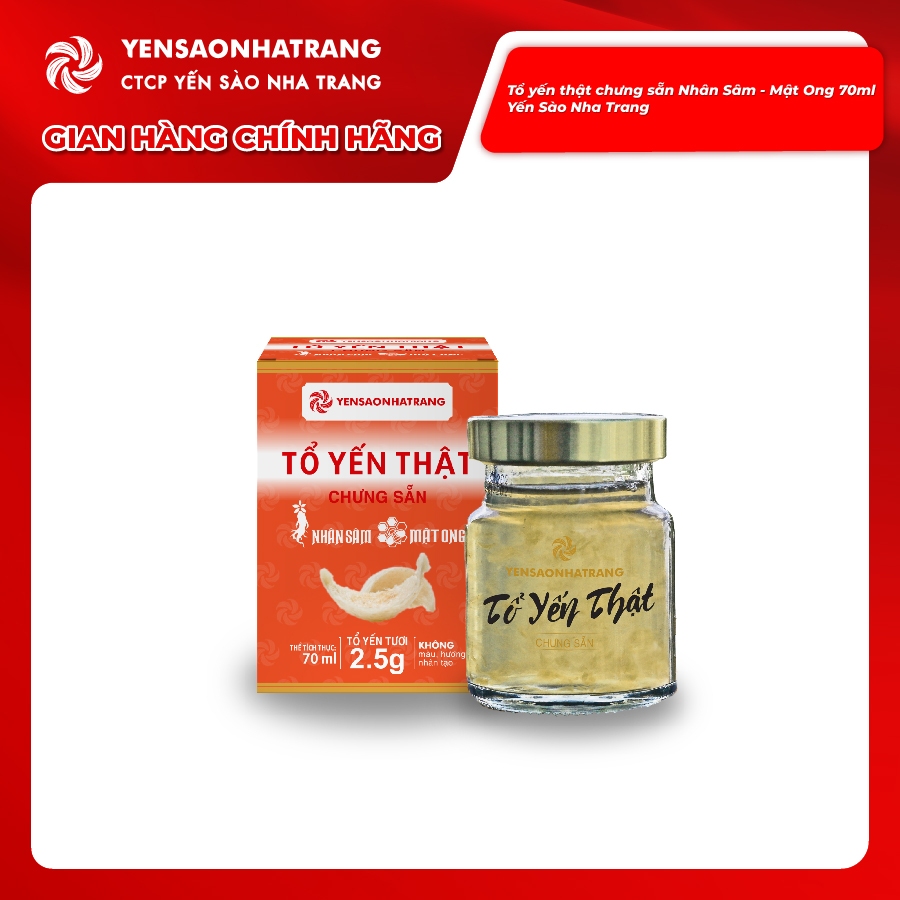 Lọ Tổ Yến Thật Chưng Sẵn Nhân Sâm Mật Ong Yến Sào Nha Trang 70ml (Chính Hãng)