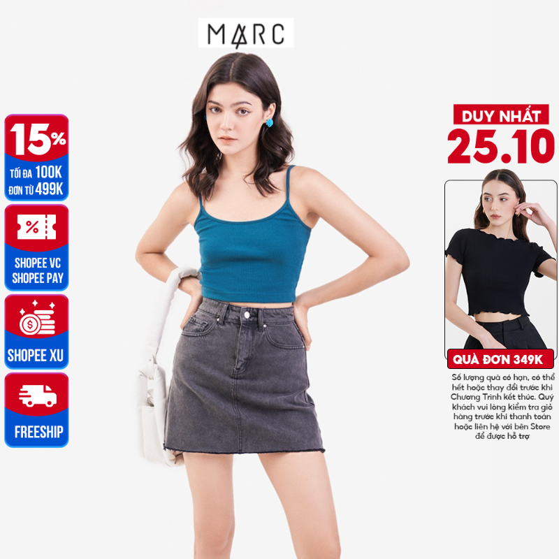 Áo thun nữ MARC FASHION thun gân 2 dây crop mềm mịn co giãn có dây điều chỉnh CBVH110221