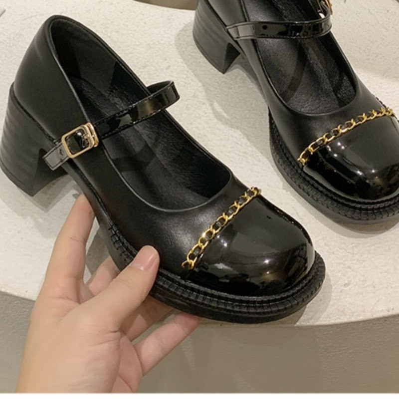 Giày nữ tiểu thư mary jane phối xích mũi dễ mix đồ mã TK85