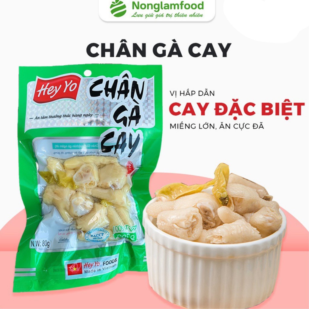 Chân gà cay xả ớt Hey yo 80g đồ ăn vặt cay chân gà Việt Nam đảm bảo an toàn vệ sinh thực phẩm