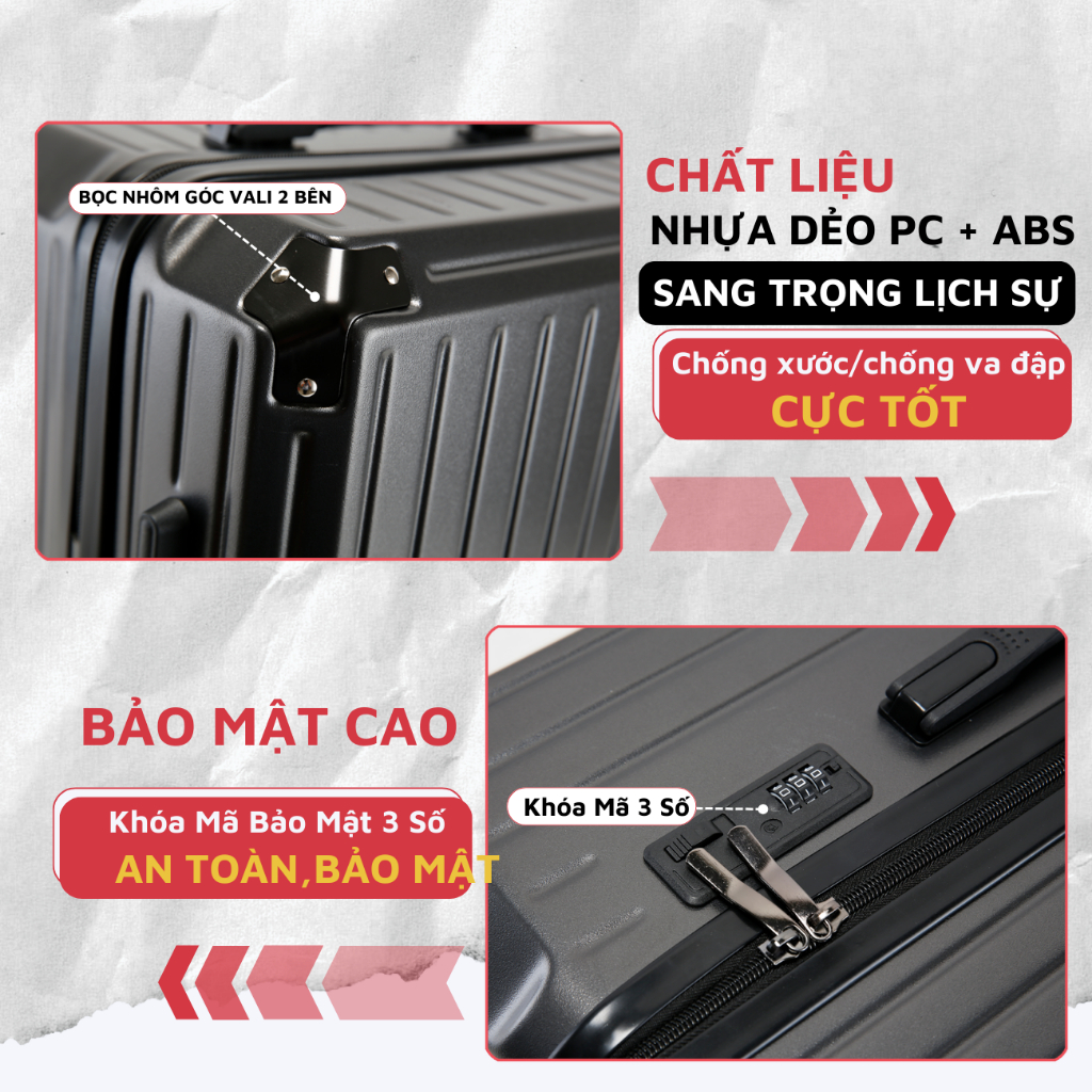 Vali kéo nhựa Kingsun vali du lịch Size 29 KS-P37 thời trang cao cấp nhựa dẻo khoá kéo bảo hành 5 năm