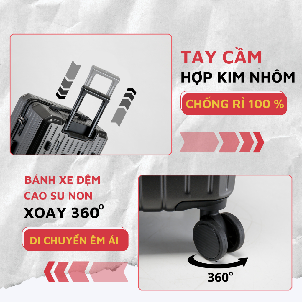 Vali kéo nhựa Kingsun vali du lịch Size 29 KS-P37 thời trang cao cấp nhựa dẻo khoá kéo bảo hành 5 năm