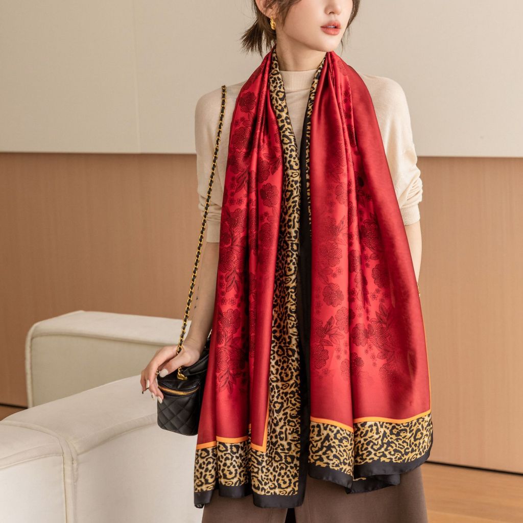 Khăn choàng lụa dài họa tiết nhẹ nhàng làm quà tặng sang trọng 90x180cm THY THY STORE