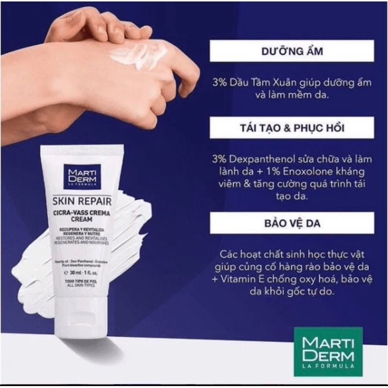 Pass kem phuchoi da Martiderm cicracream