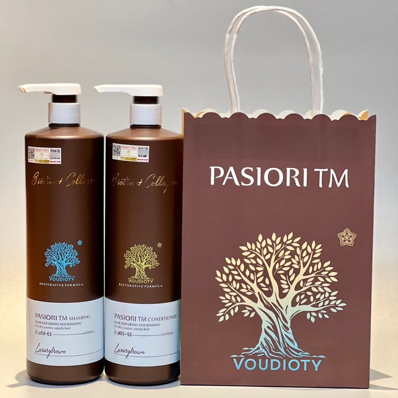 Cặp Dầu Gội Xả Biotin Collagen Luxury Brown Giảm Rụng, Phục Hồi Tóc Khô Xơ Hư Tổn, Dưỡng Tóc Mềm Mượt