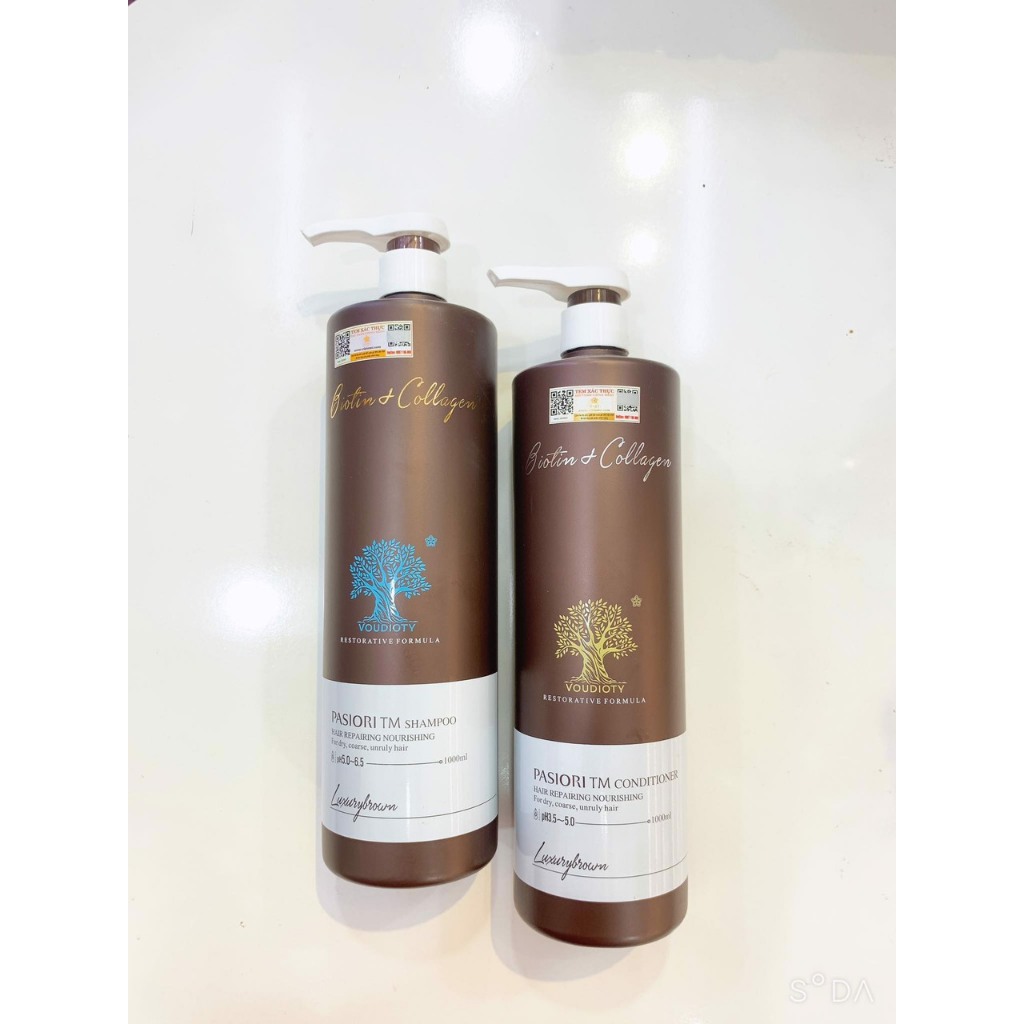 Cặp Dầu Gội Xả Biotin Collagen Luxury Brown Giảm Rụng, Phục Hồi Tóc Khô Xơ Hư Tổn, Dưỡng Tóc Mềm Mượt