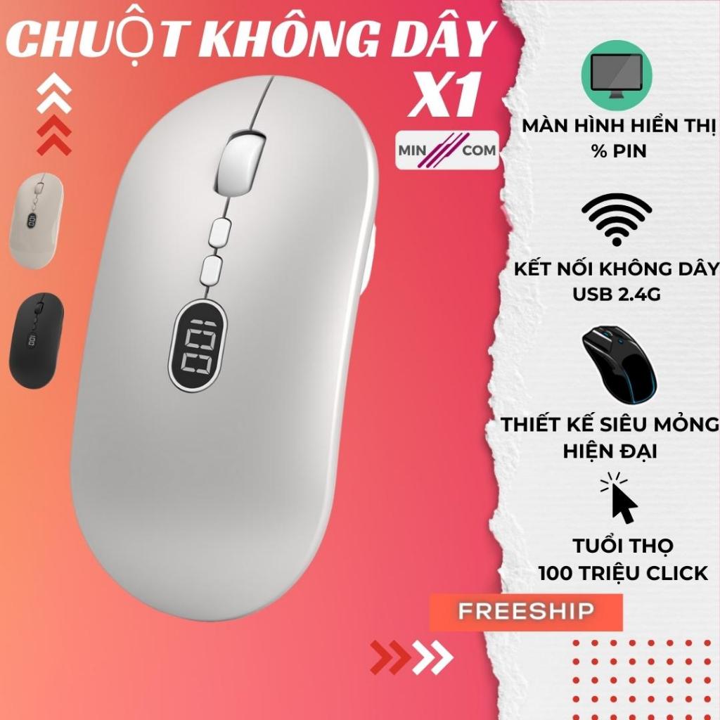 Chuột Không Dây MinCom Siêu Mỏng Attack Shark X1 Có Màn Hình Led, Pin Sạc, Tuổi Thọ Nên Đến 10 Triệu Click