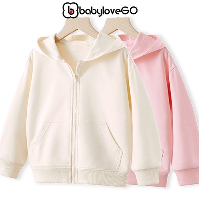 Áo khoác nỉ dày ấm cho bé trai bé gái BabyloveGO 2026 áo nỉ có mũ và khóa kéo tiện lợi cho bé AKN01
