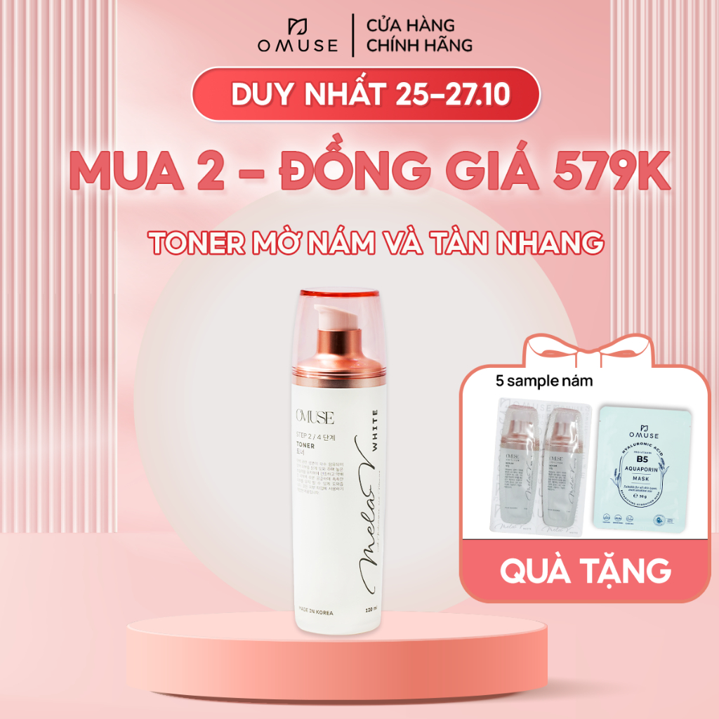 Nước hoa hồng giúp mờ nám và tàn nhang OMUSE MelaV White Toner 120ml