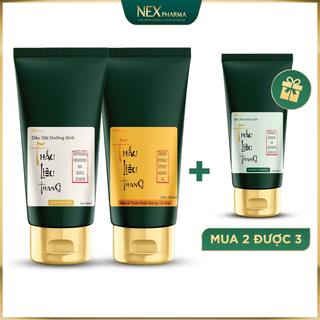 Thấu Liêu Thang 80ml Combo dầu Gội-Ủ Gừng Tinh Chất thảo dược Ngăn bết tóc TẶNG 01 Dầu xả