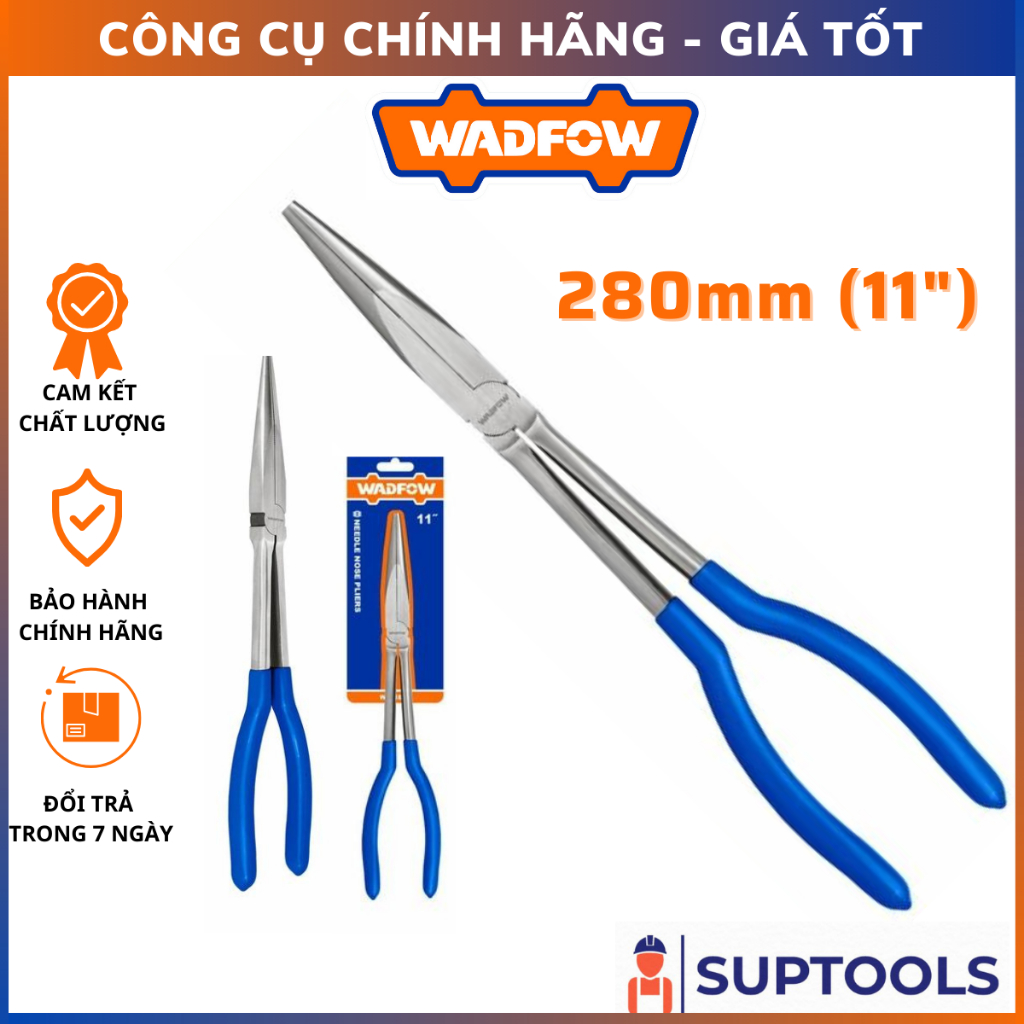 Kềm mũi dài thẳng 11" WADFOW WPL1E11 Kìm thẳng nhọn 280mm Thao tác thuận lợi trong không gian hẹp [Đồ nghề chính hãng]