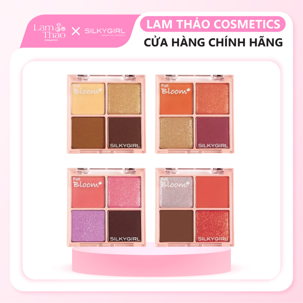 Bảng Phấn Mắt 4 Ô Có Nhũ Silkygirl Full Bloom Shadow