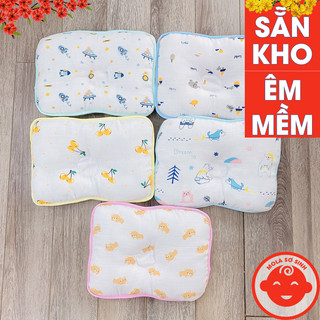Gối xô êm mềm cho bé sơ sinh chống méo đầu G06
