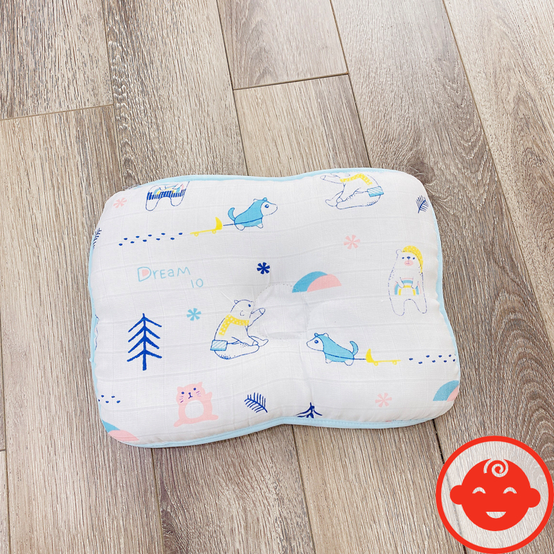 Gối xô êm mềm cho bé sơ sinh chống méo đầu G06