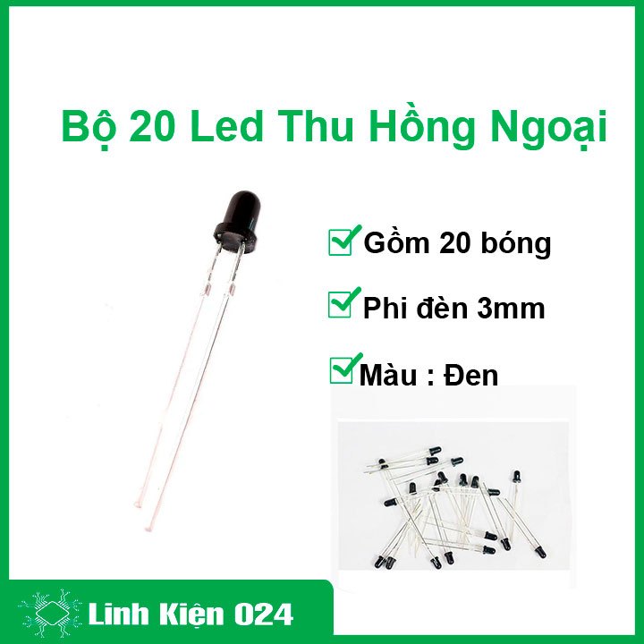 Bộ 20 Led thu hồng ngoại 3mm (đen)