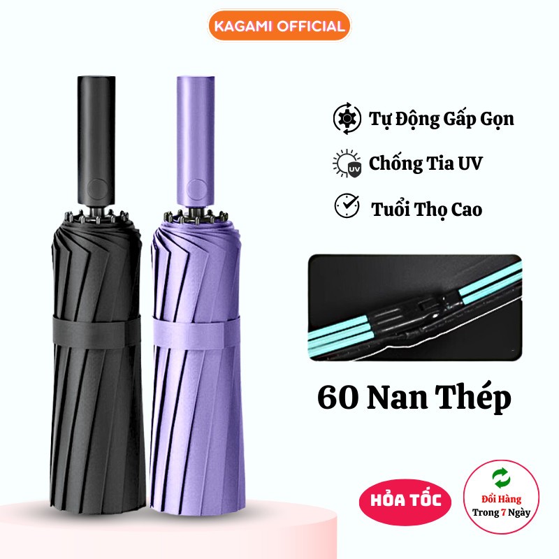Ô Che Nắng Đi Mưa Kagami 60 Nan Dù Chống Tia Uv Tự Động Đóng Mở Dùng Cho 2 Người
