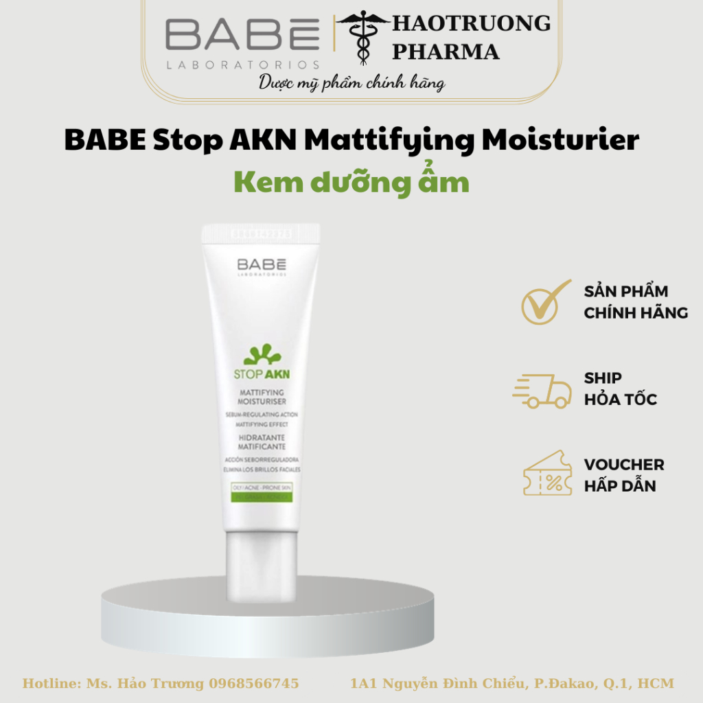 BABÉ Kem dưỡng ẩm kiềm dầu BABE Stop AKN Mattifying Moisturiser 50ML