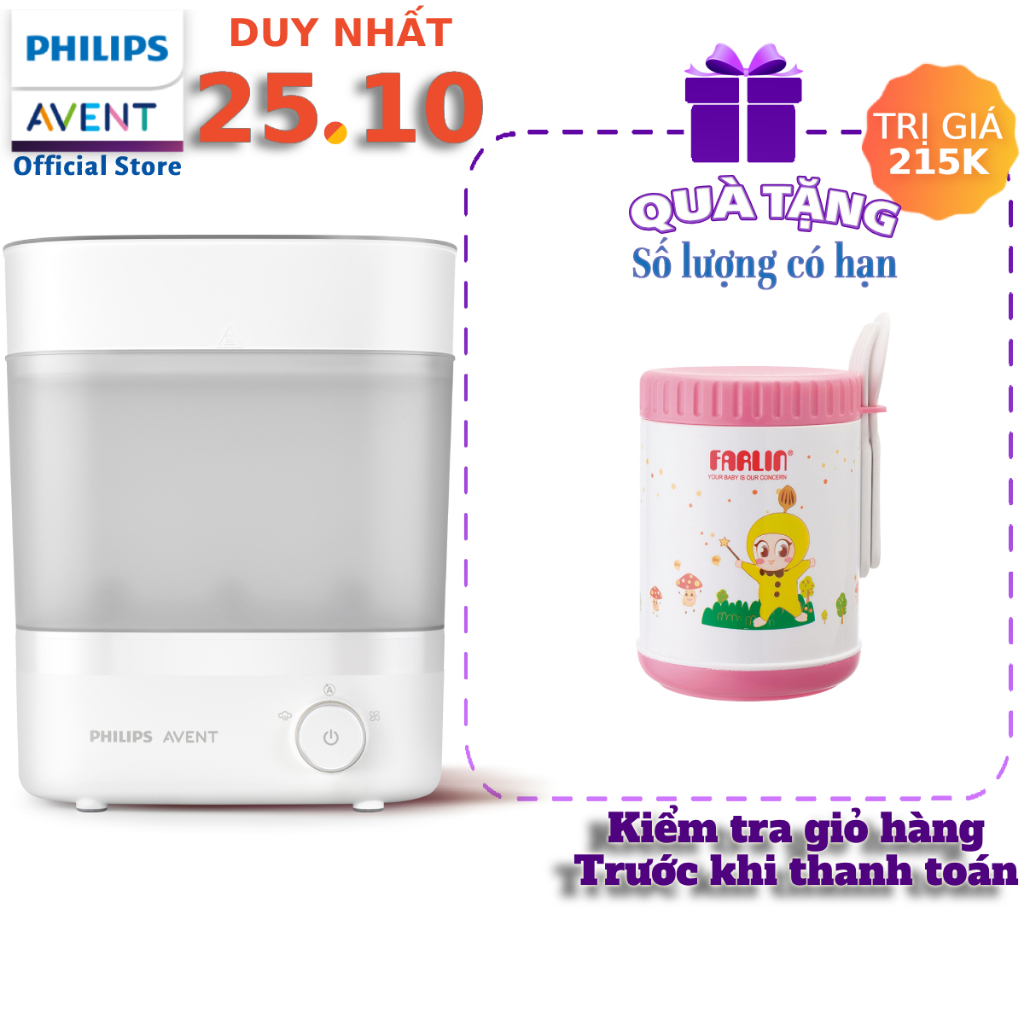 Philips Avent máy tiệt trùng & sấy khô bình sữa SCF293/00