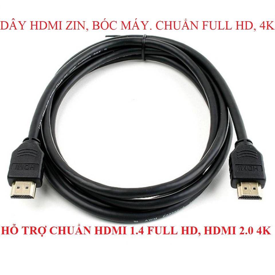 Dây HDMI, Cáp HDMI Tròn Zin 1 mét 1.5 mét Chuẩn full HD 1080p HDMi 1.4, Dây HDMI 2 mét 4K HDMI 2.0