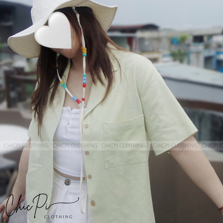 Áo sơ mi nữ linen cổ pijama ngắn tay thời trang siêu xinh năng động