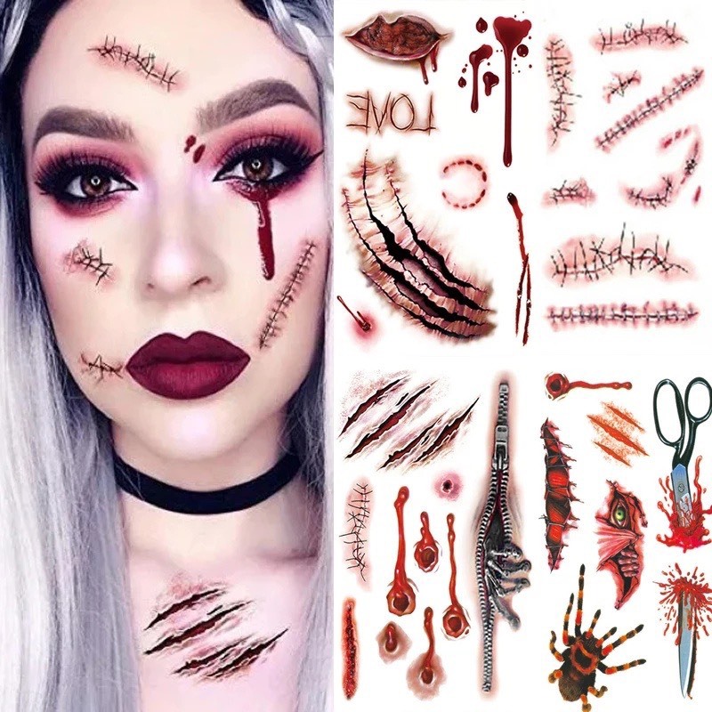 Hình xăm hoá trang halloween Nhiều Mẫu anime, xăm 3D Hình Xăm Dán, Hình Xăm henna mini Tattoo Cao Cấ