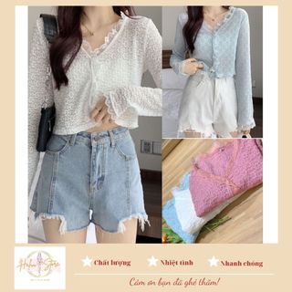 Áo cardigan mỏng viền ren 3 khuy phong cách nhẹ nhàng hàn quốc ht03