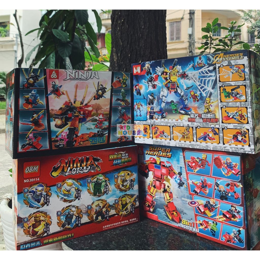 Bộ xếp hình siêu anh hùng, ninja, đồ chơi lắp ghép siêu nhân, xếp hình ninja cho bé