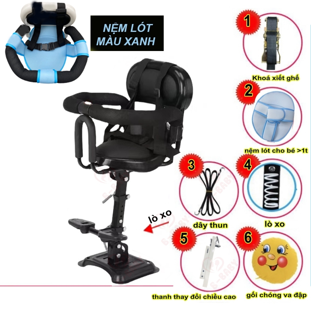 Ghế ngồi xe máy cho bé - ghế ngồi xe điện em bé có lò xo giảm xóc B-Baby