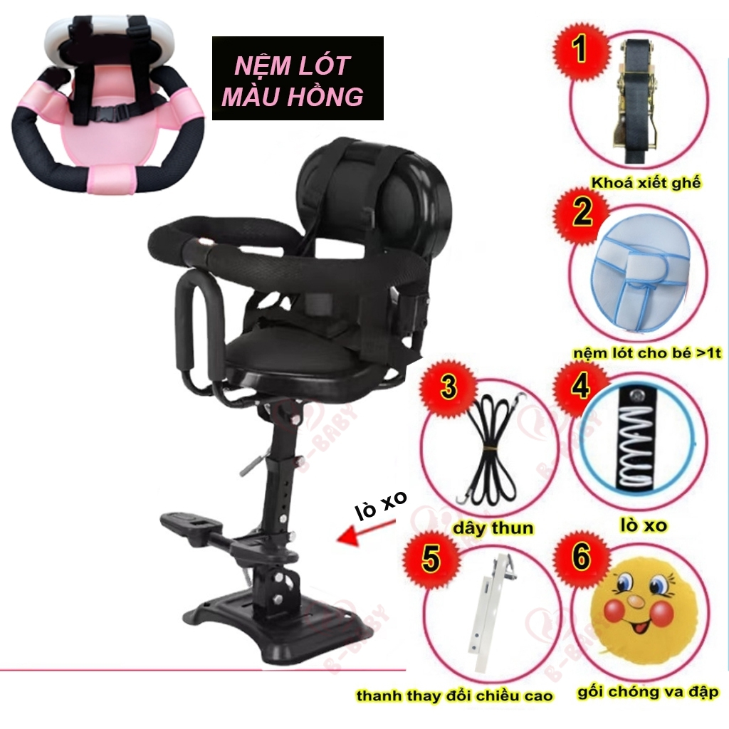 Ghế ngồi xe máy cho bé - ghế ngồi xe điện em bé có lò xo giảm xóc B-Baby