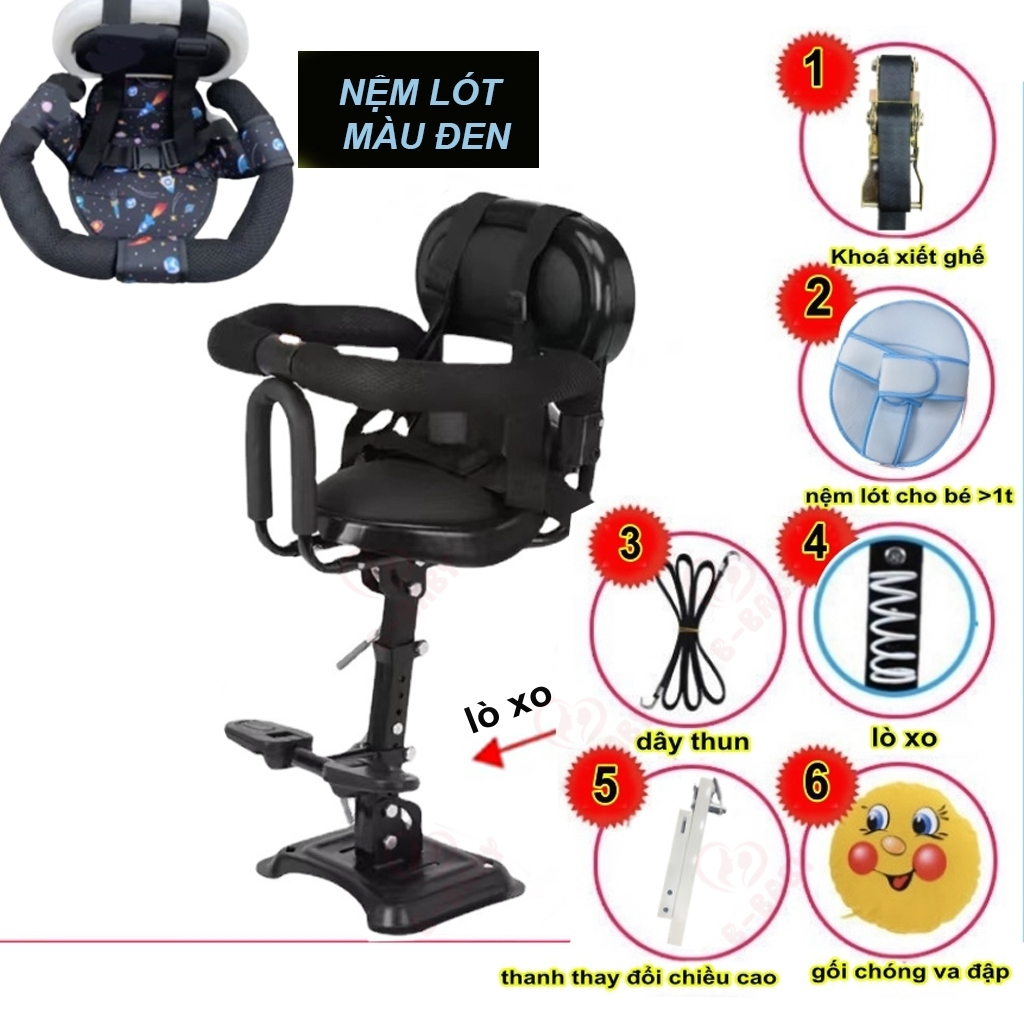 Ghế ngồi xe máy cho bé - ghế ngồi xe điện em bé có lò xo giảm xóc B-Baby