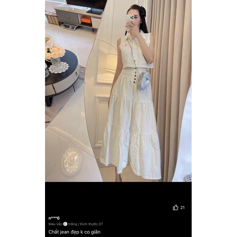 Chân váy Jean dáng dài