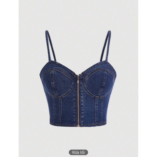 Áo 2 dây denim 2 màu