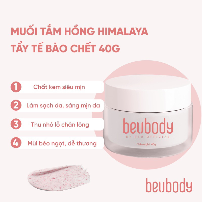 Tẩy tế bào chết BEUBODY Smoothie muối hồng Hymalaya sáng da, mềm mịn 330g