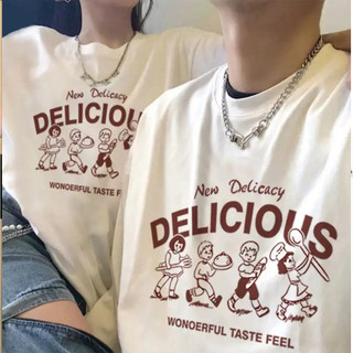 Áo thun form rộng couple chữ kiểu Delicious phối màu cực đẹp AB70