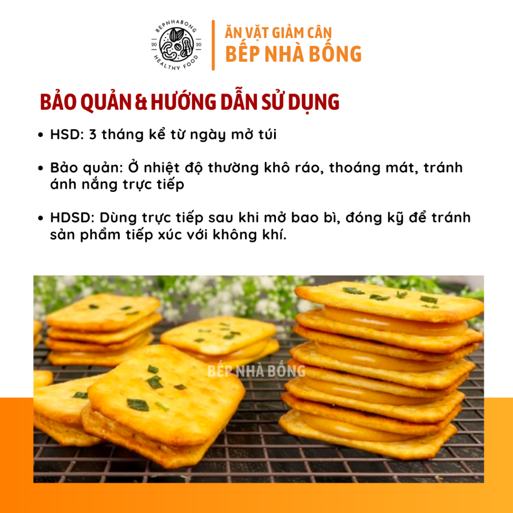 500gr Bánh Quy Hành Phô Mai Kéo Sợi Siêu, Bếp Nhà Bống, Hạt Dinh Dưỡng