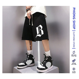 Quần Short Đùi Chữ B unisex Phong Shop thể thao basic nam nữ oversize phong cách đường phố Hàn Quốc Ulzzang