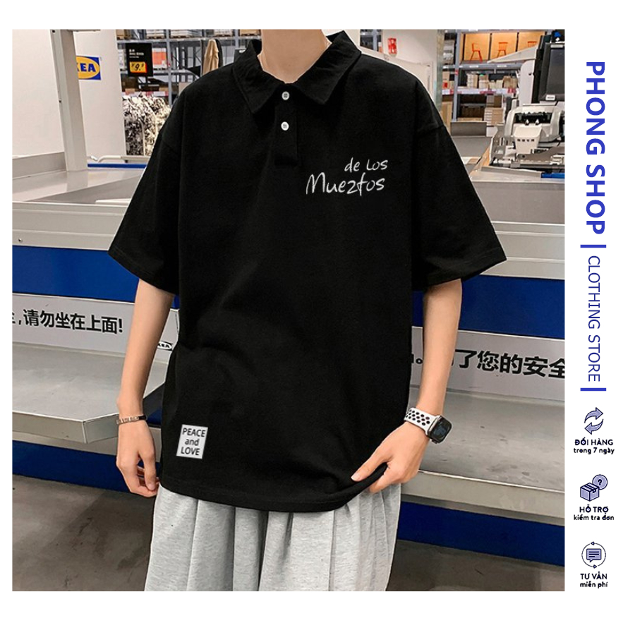 Áo thun polo Delos PHONG SHOP phông tay lỡ nam nữ form rộng Local Brand