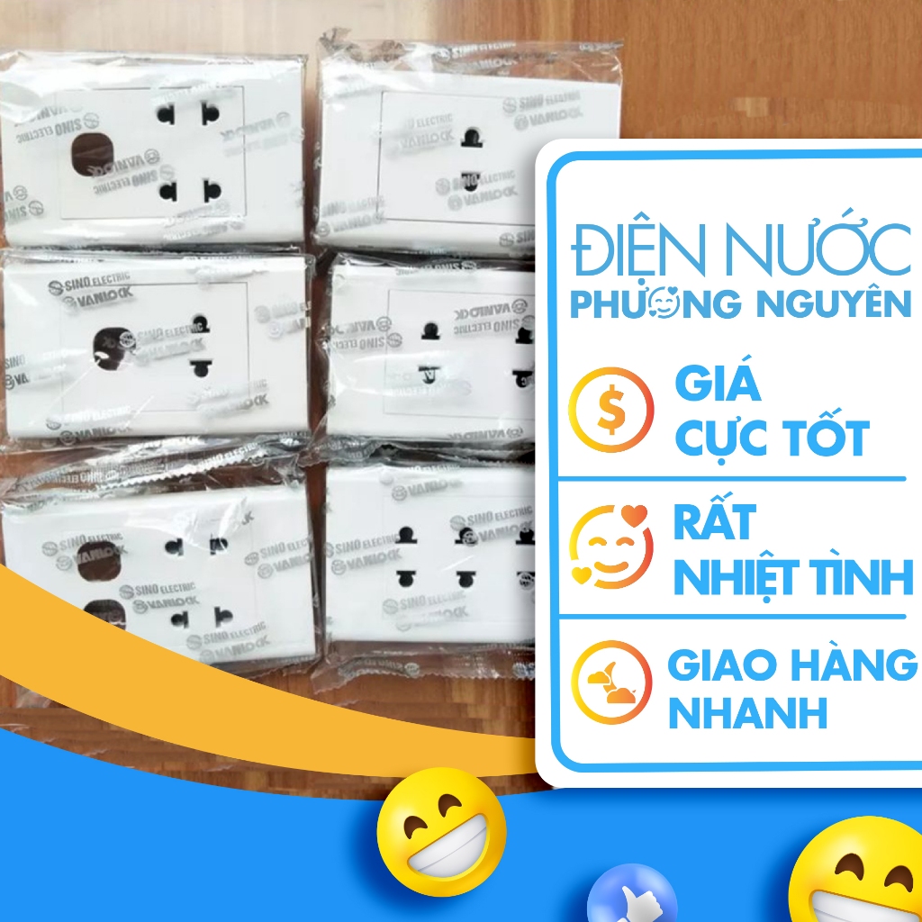 Ổ điện SINO, mặt công tắc (1, 2, 3, 4, 5,6,CP), mặt che trơn, công tắc 1 chiều, 2 chiều, đế âm, nổi
