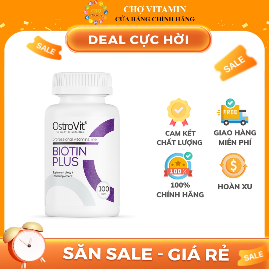 Viên Uống Làm Đẹp Da, Kích Thích Mọc Tóc Và Móng - Ostrovit Biotin Plus (100 Viên)