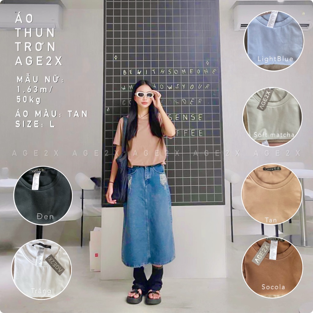 Áo Thun Trơn Với Những Tone Màu Siêu Hot chính hãng AGE2X Hàng VNXK