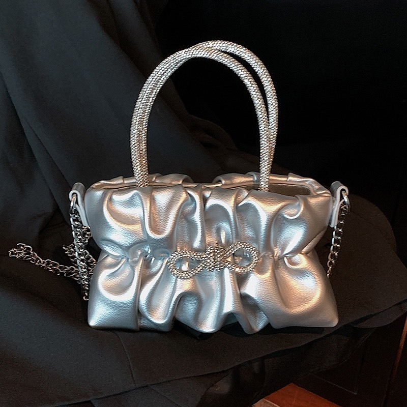 Túi nhún mix nơ bling bling cực xinh đeo chéo cầm tay