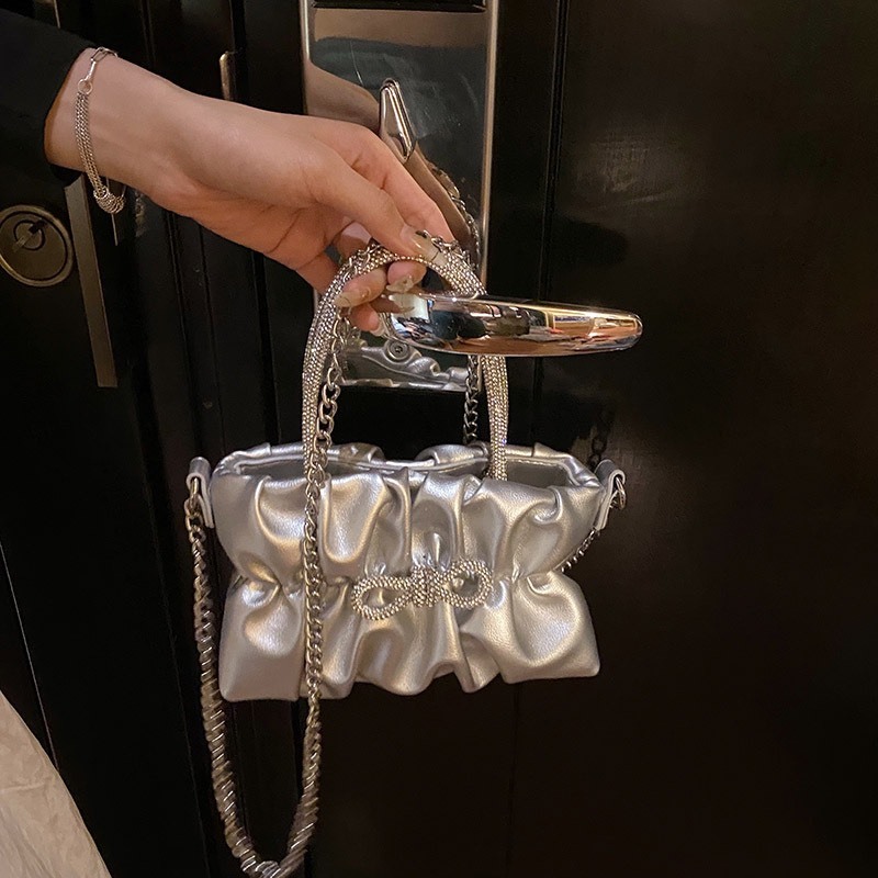 Túi nhún mix nơ bling bling cực xinh đeo chéo cầm tay