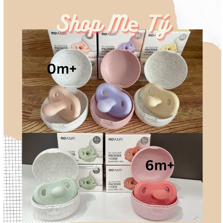 Núm ti giả MOYUUM chất liệu Silicone bao gồm hộp đựng size sơ sinh 0M+