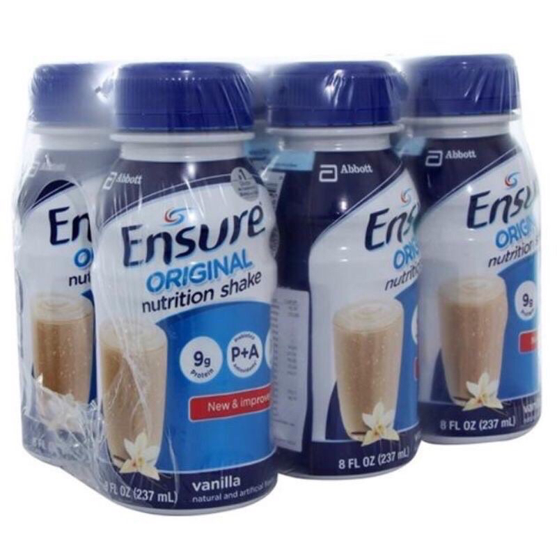 Lốc 6 chai sữa Ensure Nước Original và Ensure Nước Gold 220ml hương vani của mĩ