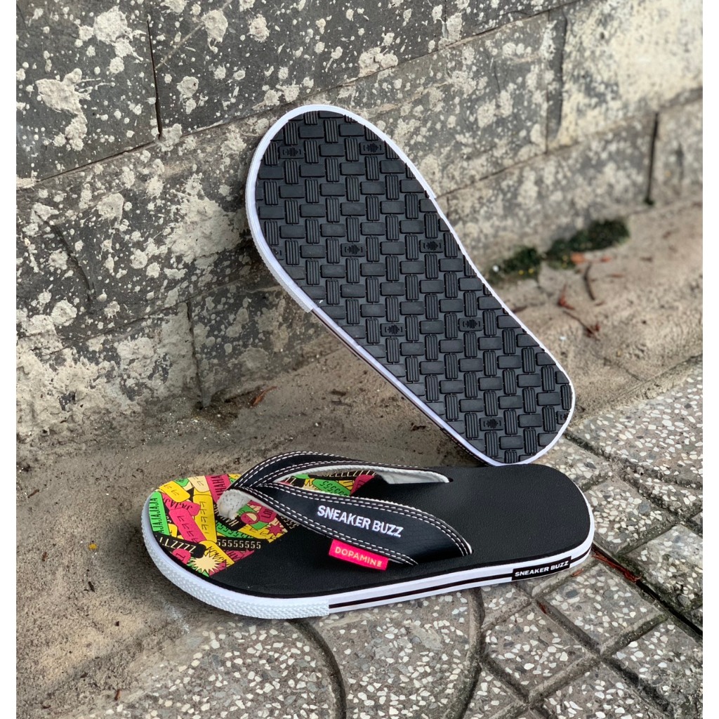 Dép Sneaker Đen Họa Tiết Chính Hãng