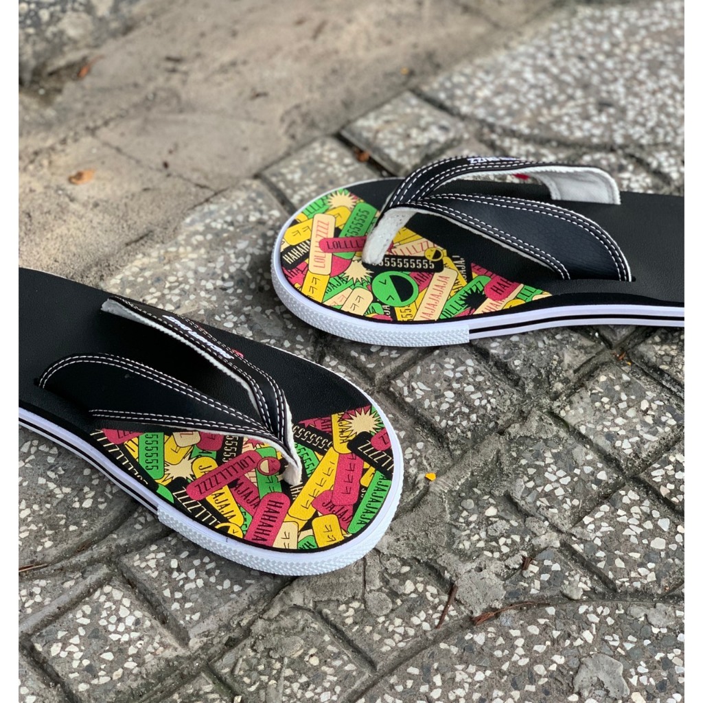 Dép Sneaker Đen Họa Tiết Chính Hãng
