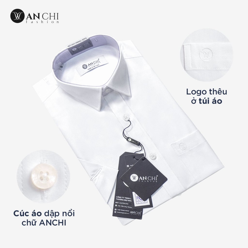 Áo sơ mi trắng dài tay nam trung niên ANCHI công sở vải sợi tre cao cấp - SMD02