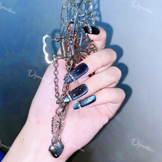Nailbox móng tay giả ảnh thật màu xanh đen đính đá