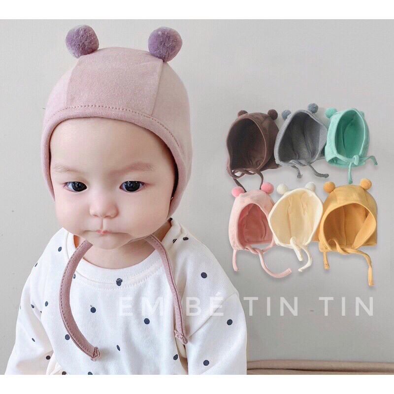 Mũ cục bông cotton Hàn cho bé